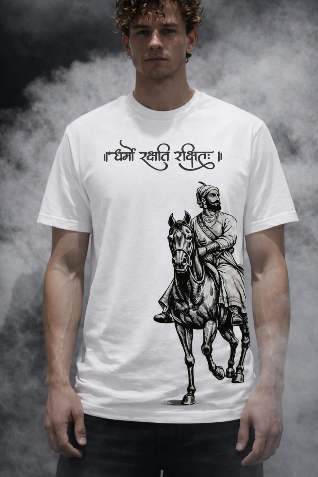 Shivaji Maharaj Graphic T-Shirt - धर्मो रक्षति रक्षितः
