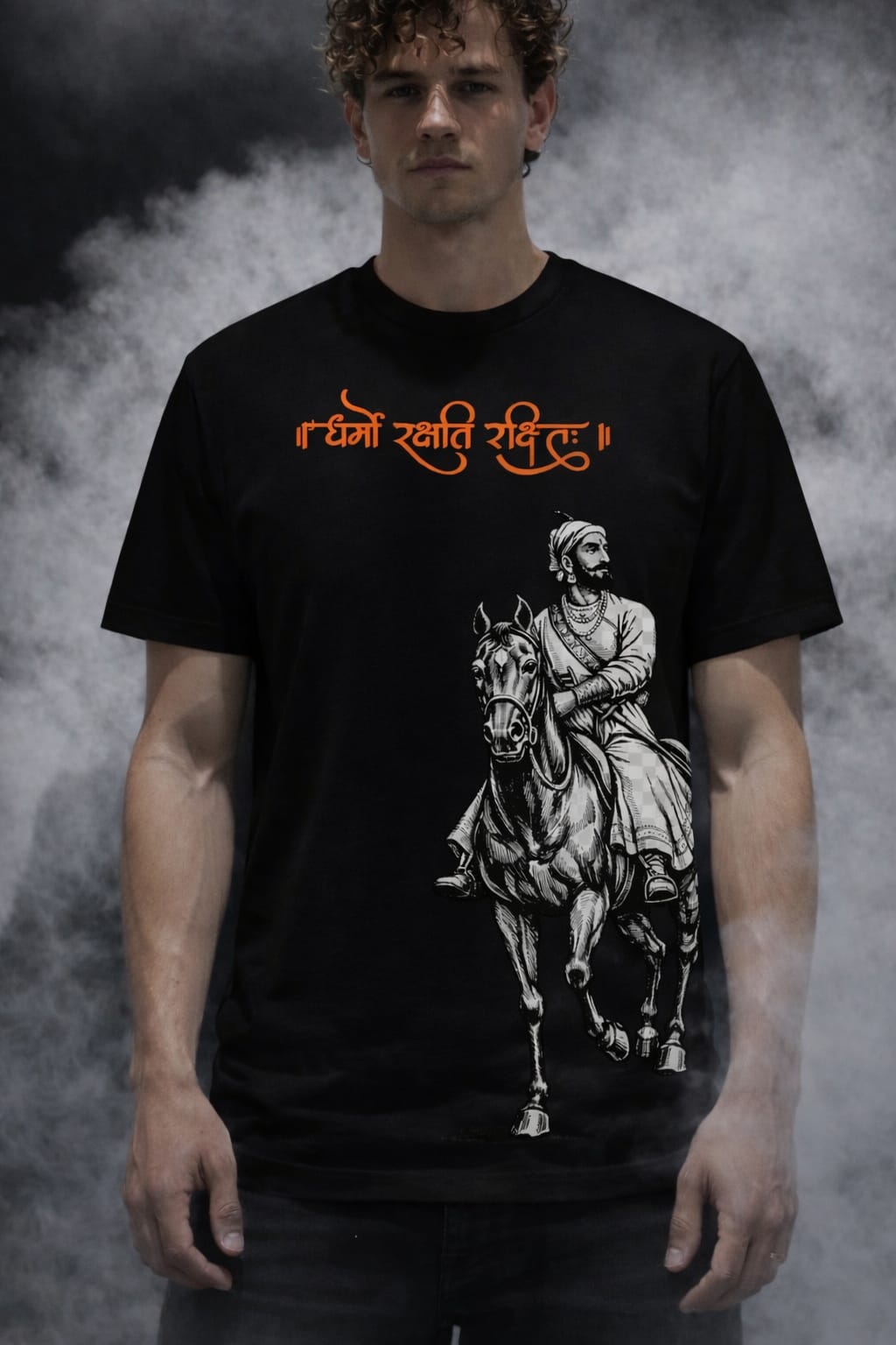 Shivaji Maharaj Graphic T-Shirt - धर्मो रक्षति रक्षितः